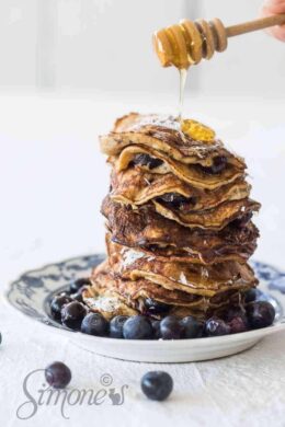 Stack of coconut banana pancakes