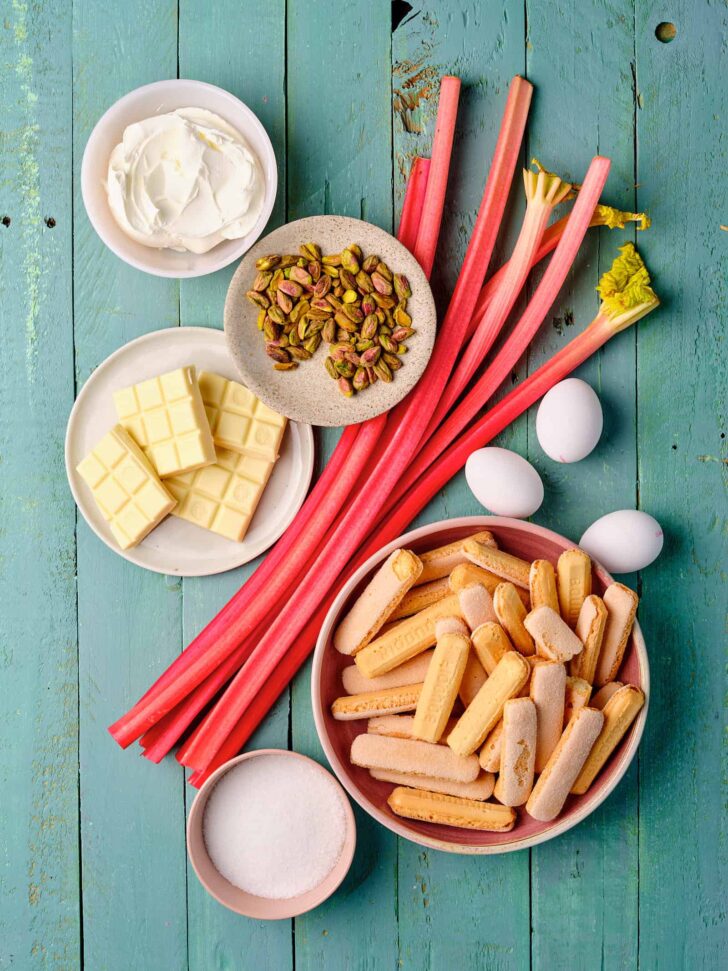 Ingredients for rhubarb tiramisu