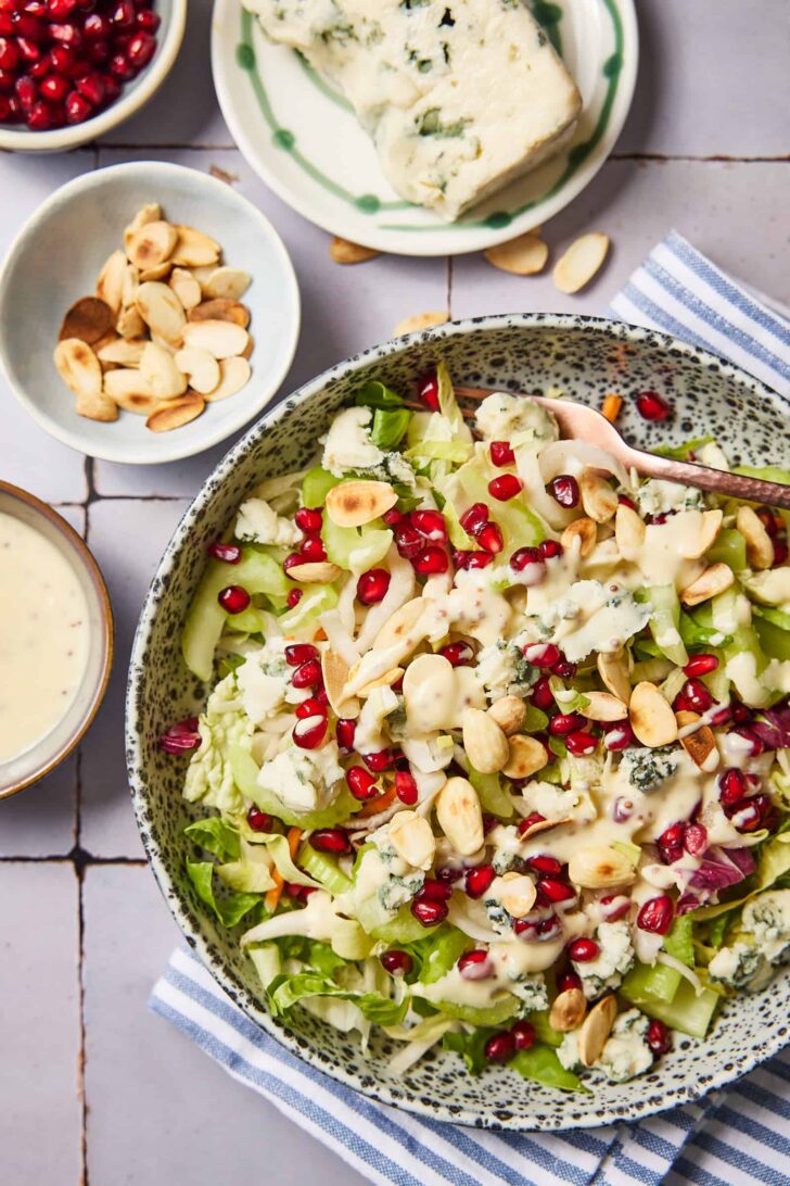 blue cheese salad with pomegranate
