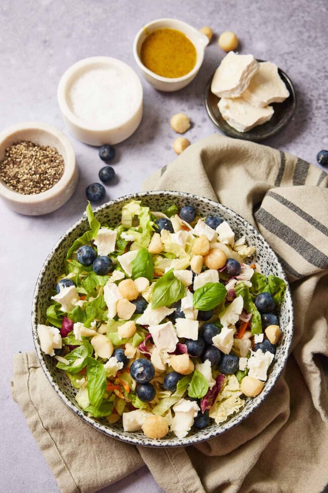 salad with goat cheese and blueberries