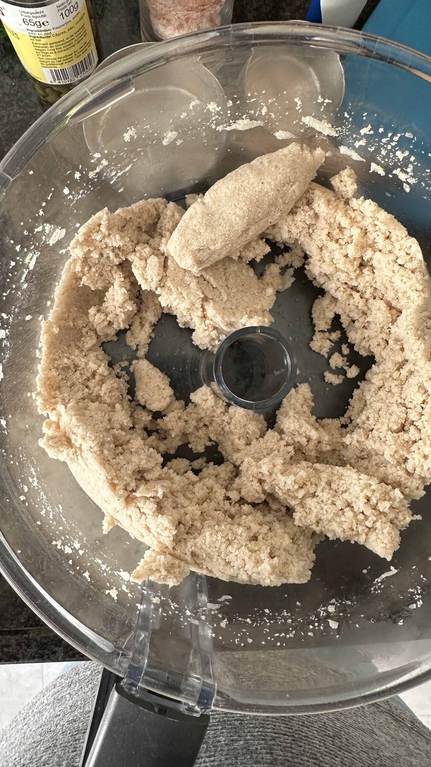 Turning the cauliflower gnocchi in the food processor