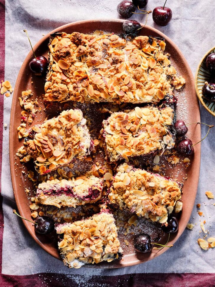 cherry crumble sheet pan