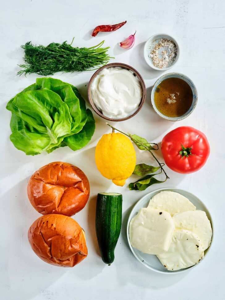 Ingredients for the halloumi burger