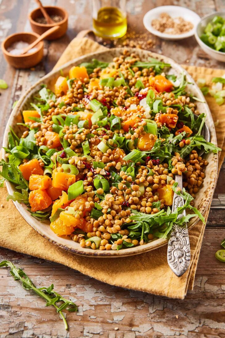 Arugula salad with roasted pumpkin