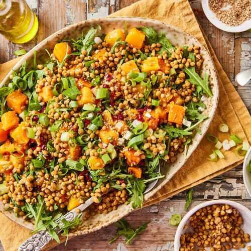 Arugula salad with roasted pumpkin