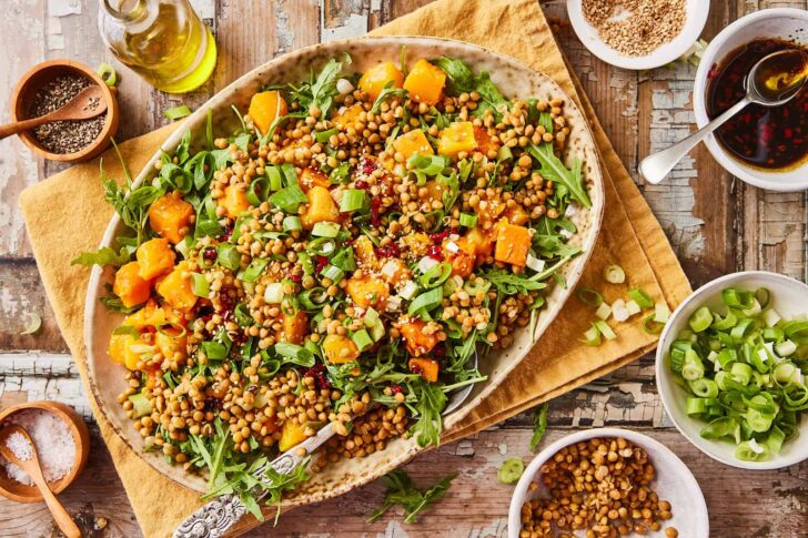 Arugula salad with roasted pumpkin