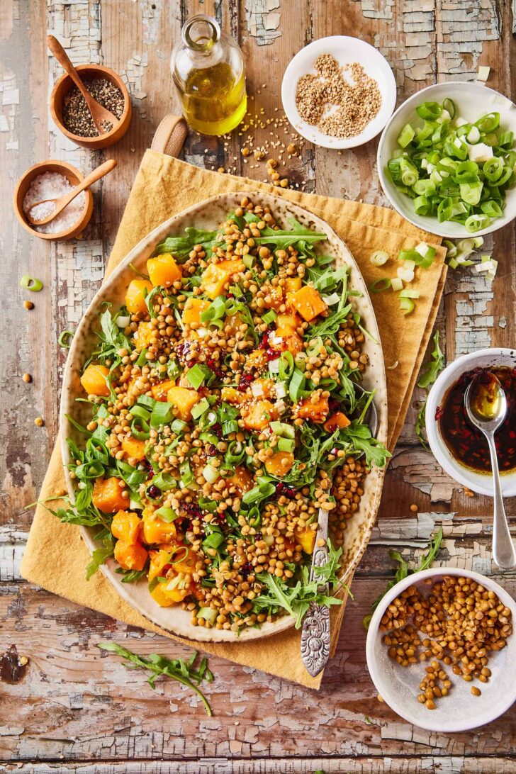 Arugula salad with roasted pumpkin