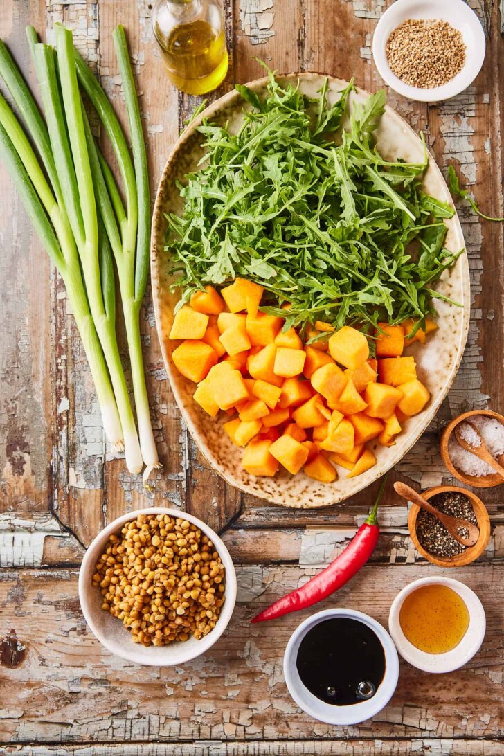 Ingredients for arugula salad