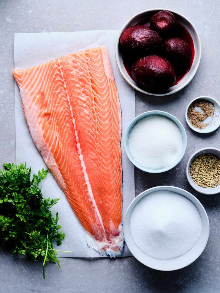 Ingredients for gravlax