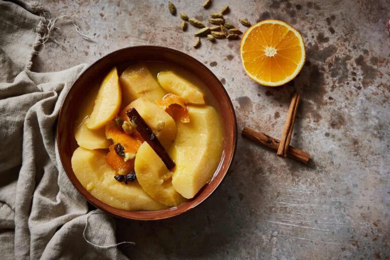 Poached quince