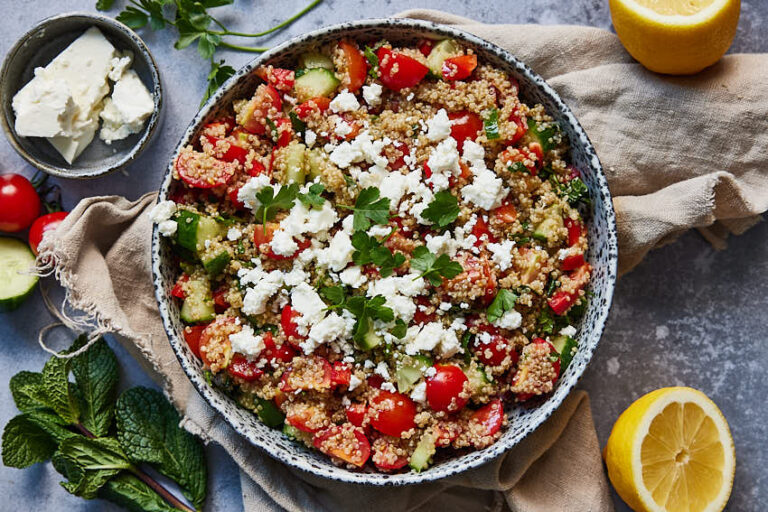 Basic quinoa salad recipe with feta
