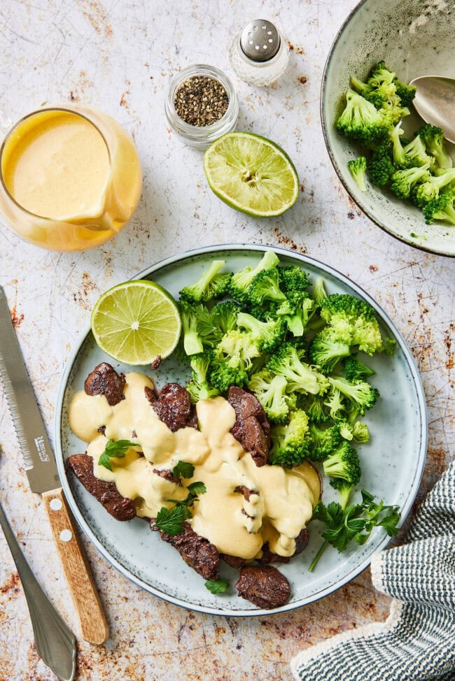 Chicken liver with mustard sauce